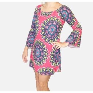 Simply Southern Pink and Navy Patterned Dress